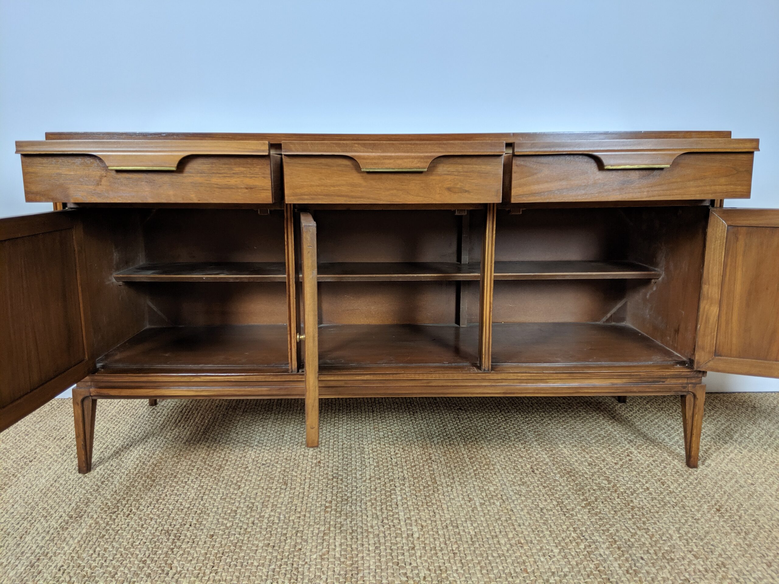 Mid Century Modern Walnut and Rattan Credenza by Basic Witz for Hudson - Image 5