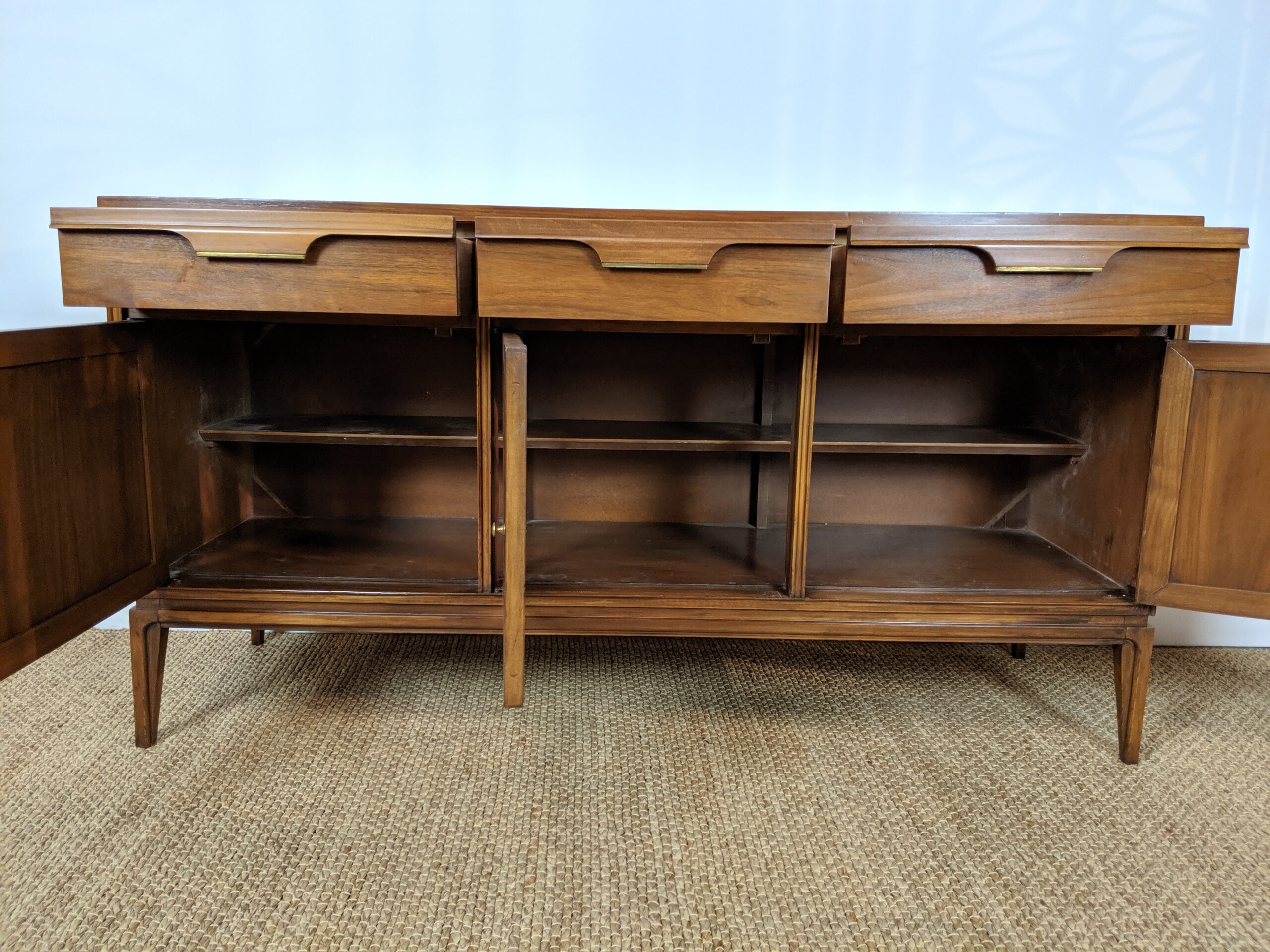 Mid Century Modern Walnut and Rattan Credenza by Basic Witz for Hudson - Image 4