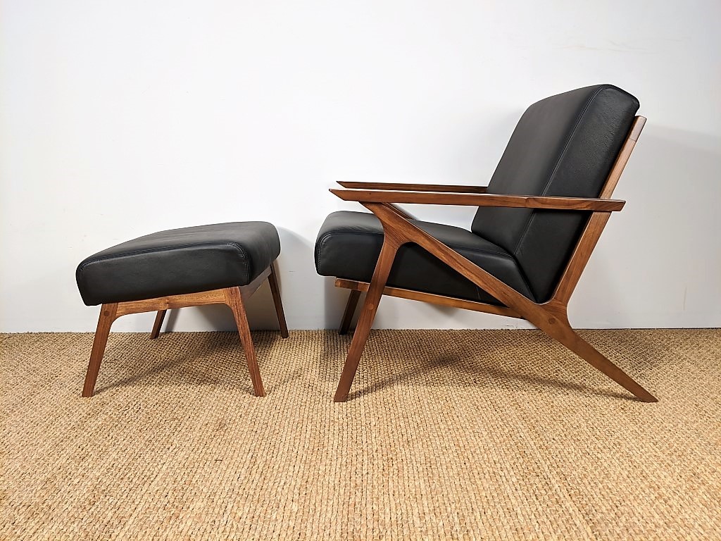 Mid Century Modern Style Contemporary, Modern Leather Lounge Chair And Ottoman
