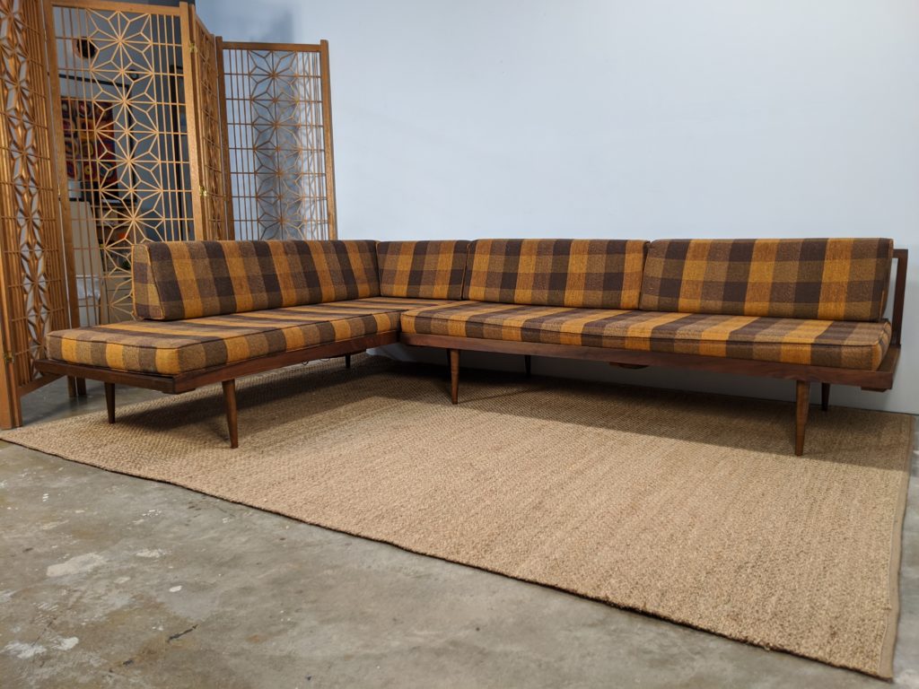 Vintage Mid Century Walnut Sectional Sofa EPOCH