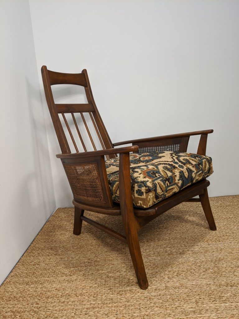 Mid Century Walnut & Rattan Highback Lounge Chair EPOCH