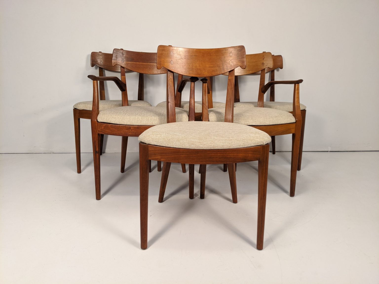 Mid Century Modern Drexel Declaration Walnut Dining Set, 6 Chairs EPOCH