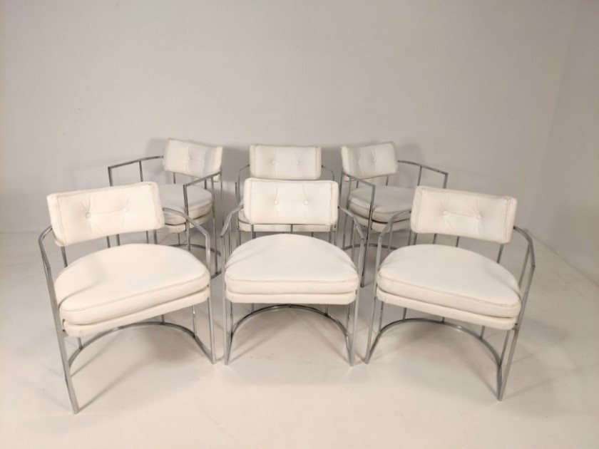 Mid Century Modern Chrome Barrel Back Chair, Attributed to Milo Baughman - Image 10