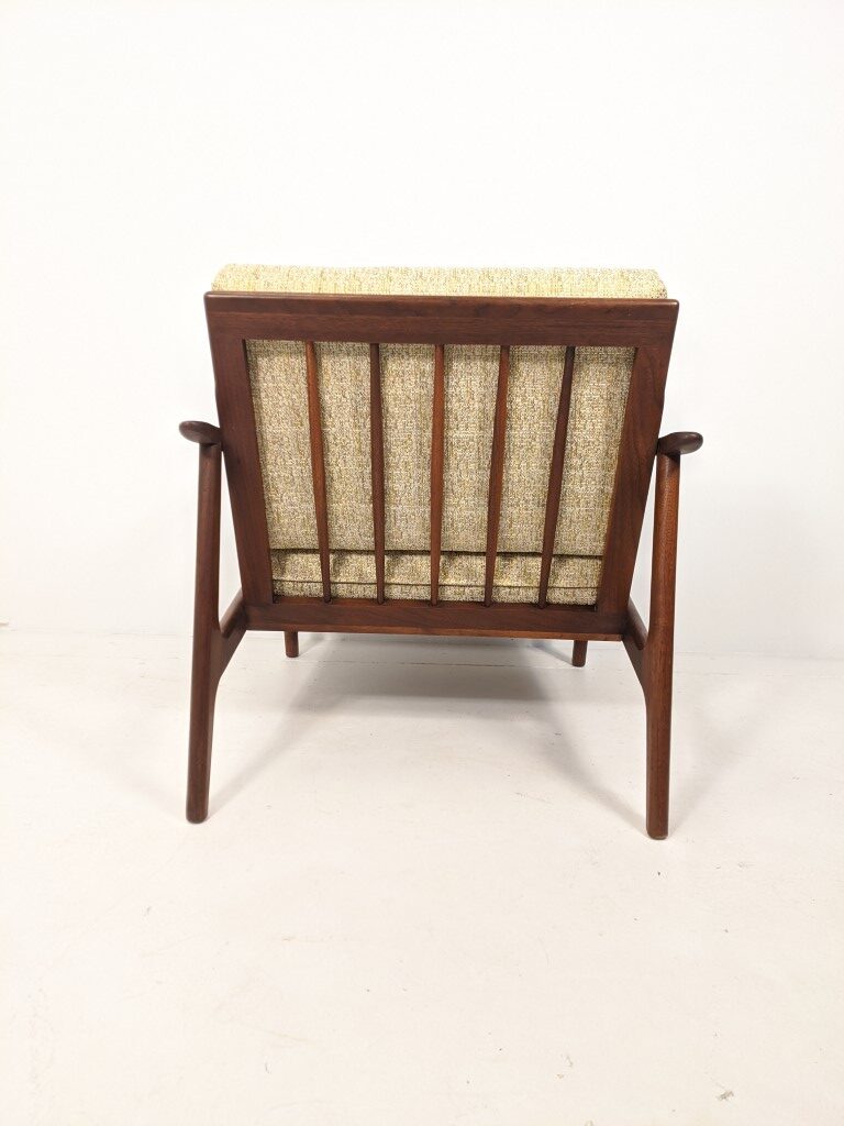 Mid Century Modern Walnut Lounge Chair, Spindled Back, Sculpted ...