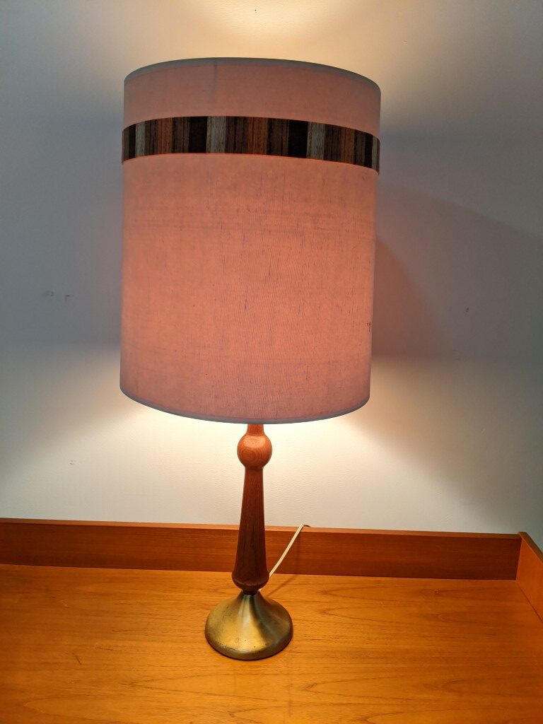 Mid Century Modern Walnut Table Lamp, Vintage Mid Century Modern Lamp Shades