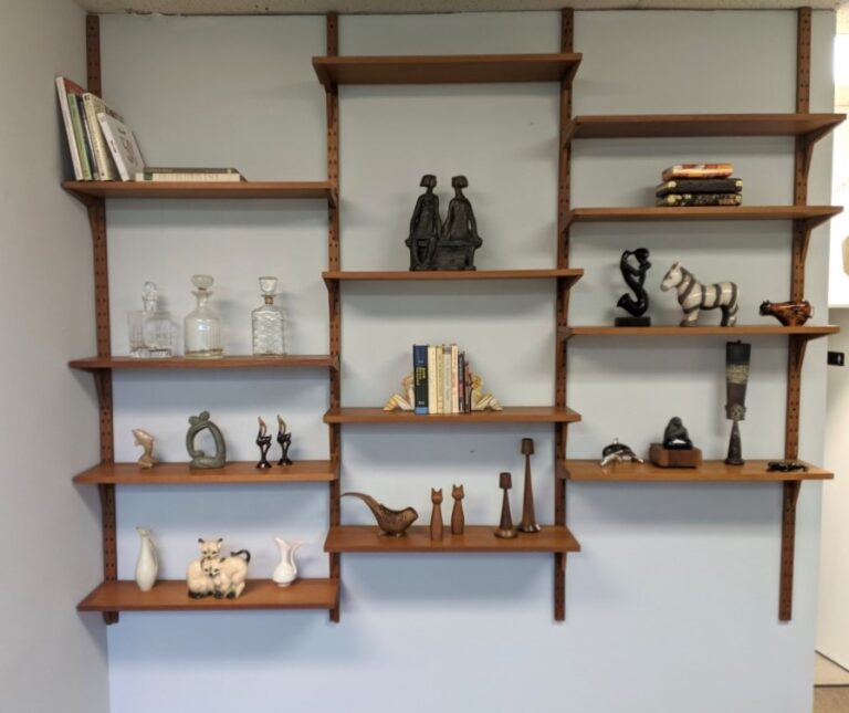 Danish Mid Century Modern Modular Four Bay Teak Wall Shelves by Paul Cadovius EPOCH