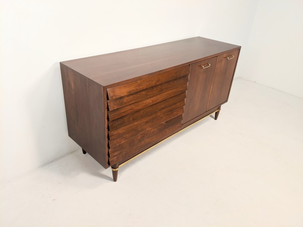 Midcentury Modern Vintage 60s Walnut Small Desk or Vanity, Martinsville