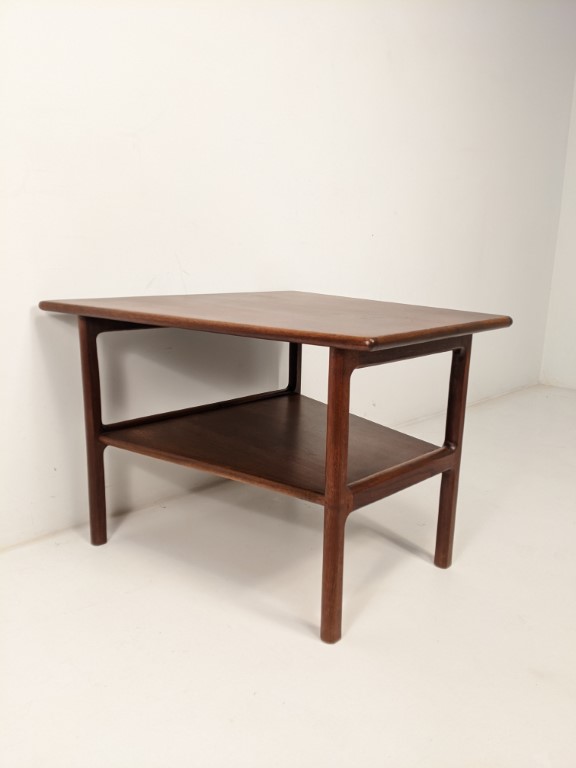 Mid Century Modern Solid Walnut Two Tiered Wedge Table - EPOCH