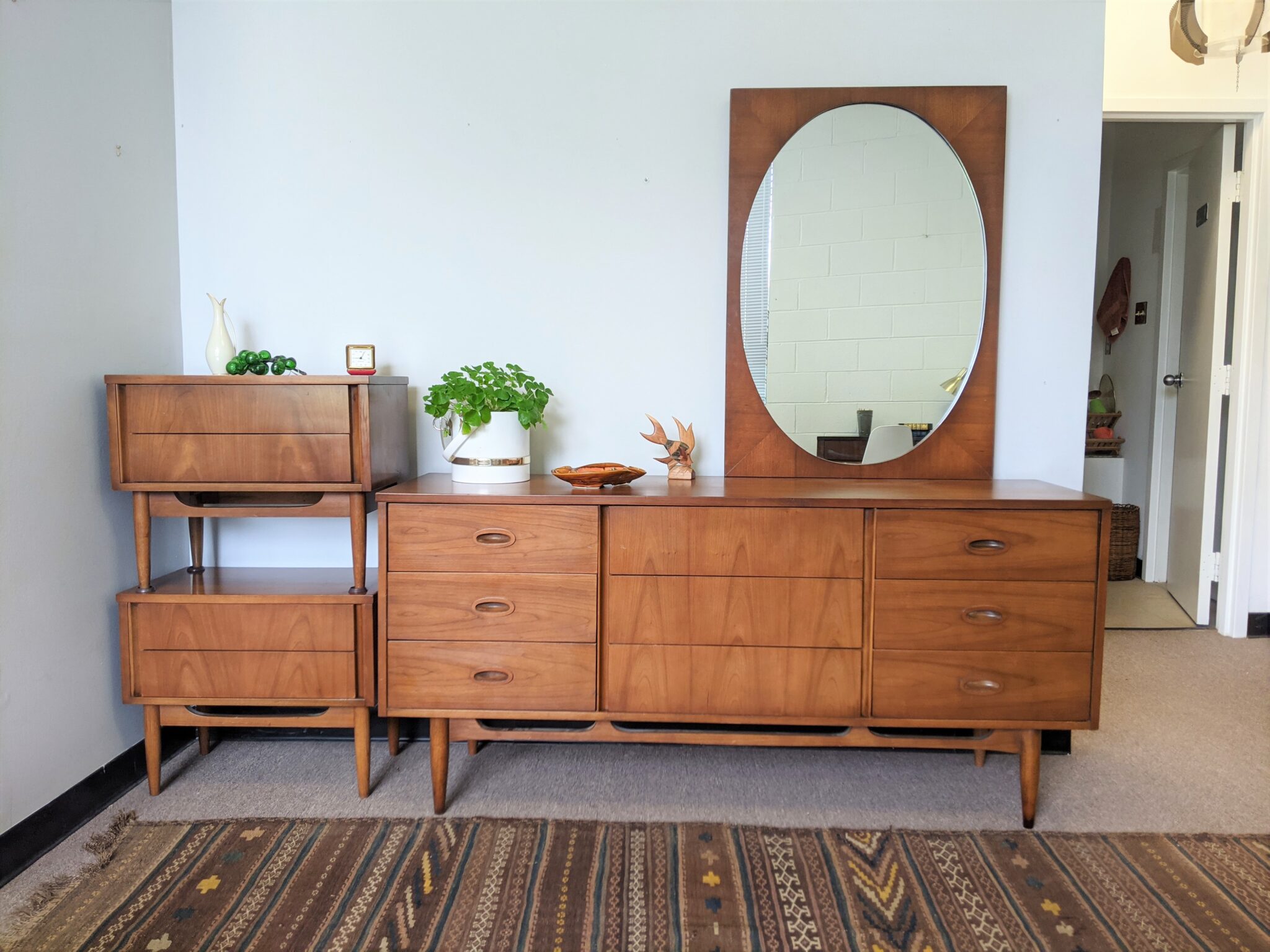 Mid Century Modern Five Piece Walnut Bedroom Set by Dixie Furniture EPOCH