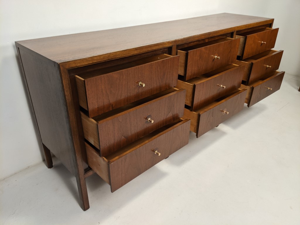 Basic Witz Mid Century Walnut 9 Drawer Lowboy Dresser, Mid Century Modern  Furniture