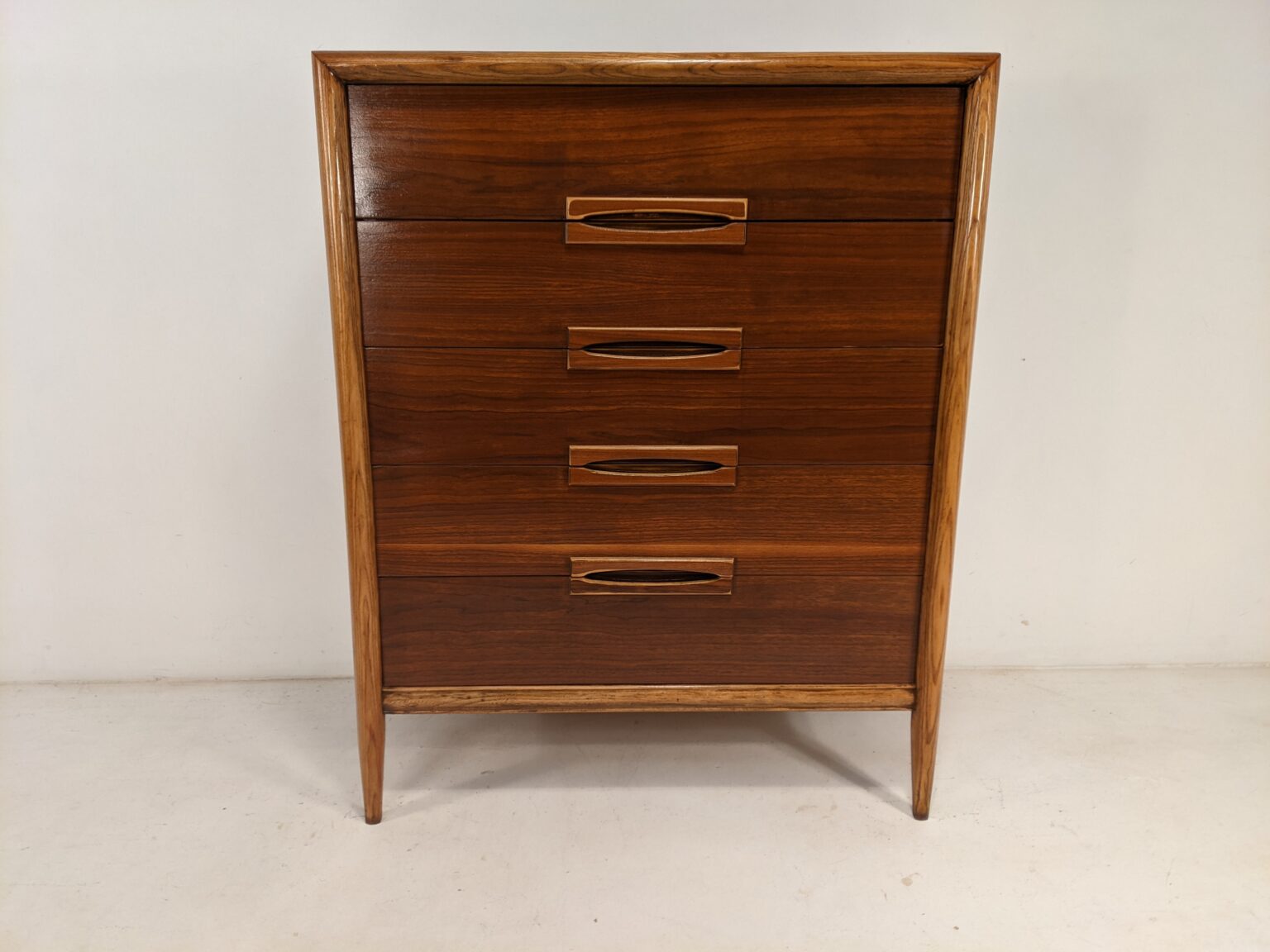 Vintage MCM Walnut High Dresser by Bassett EPOCH