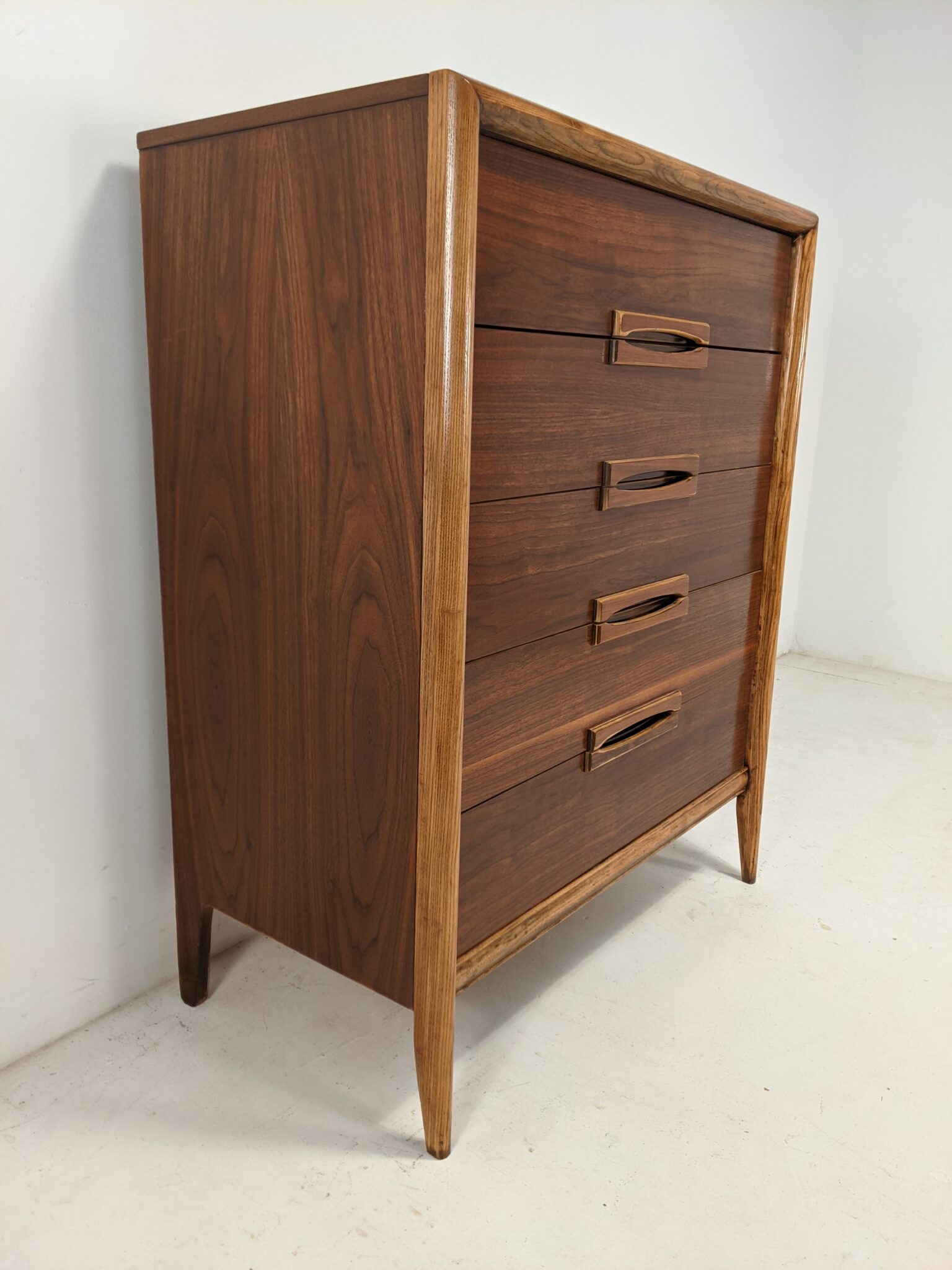 Vintage MCM Walnut High Dresser by Bassett EPOCH