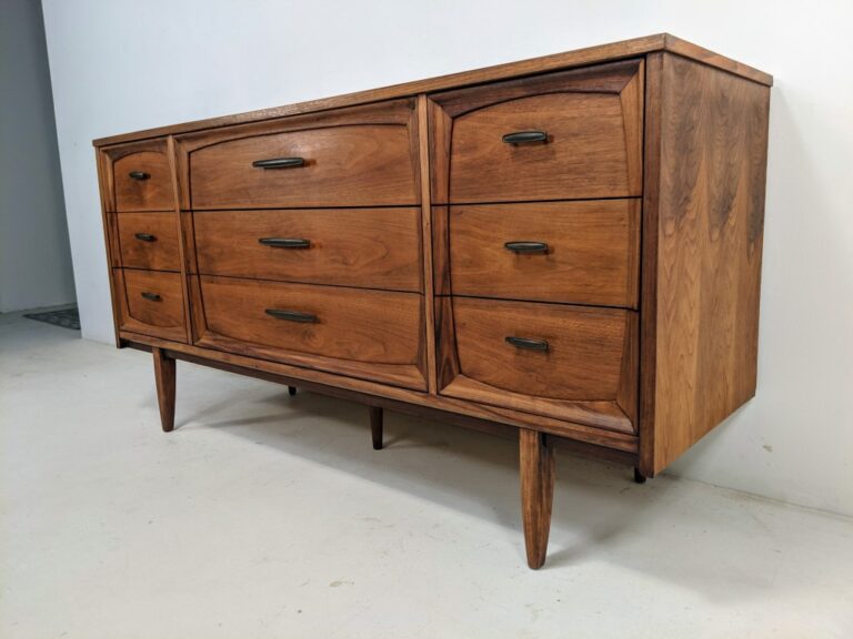 Vintage MCM Walnut Triple Low Dresser EPOCH