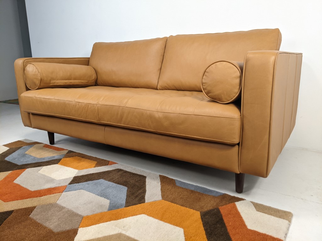 Contemporary Mid Century Modern Style Leather Sofa by Article - EPOCH