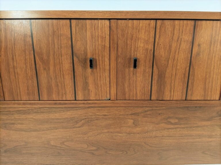 Vintage MCM Walnut King Headboard, Overhead Storage Compartment EPOCH