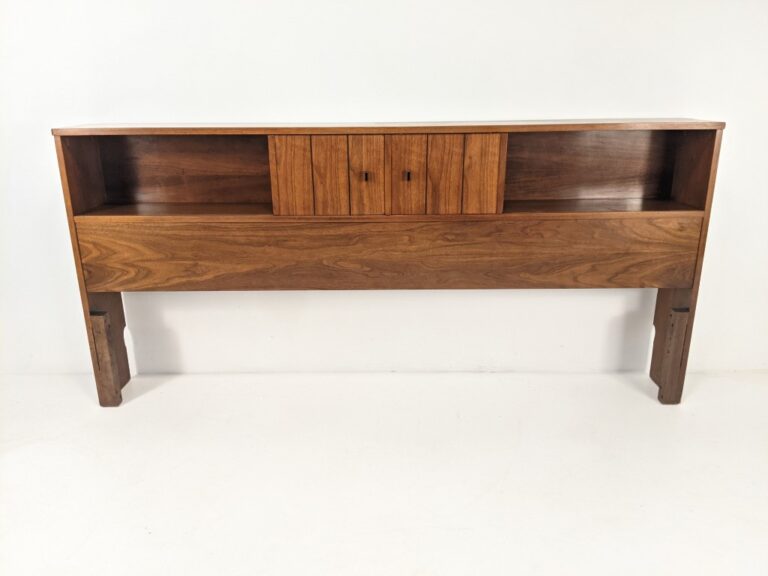 Vintage MCM Walnut King Headboard, Overhead Storage Compartment EPOCH