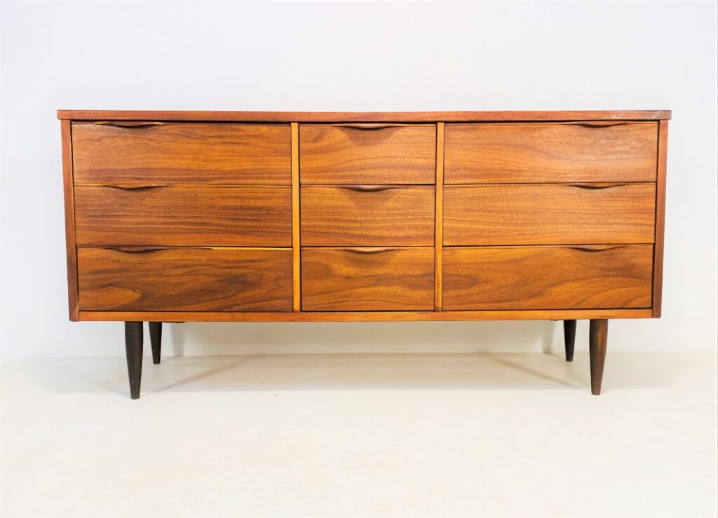 Mid Century Modern Walnut Triple Lowboy Dresser EPOCH