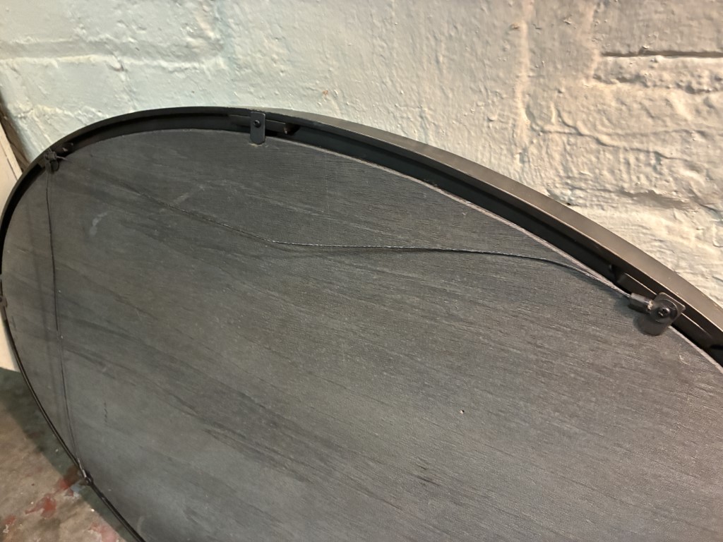 Heavy Metal Framed Beveled Edge Modern Oval Wall Mirror - Image 8