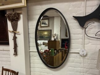 Heavy Metal Framed Beveled Edge Modern Oval Wall Mirror