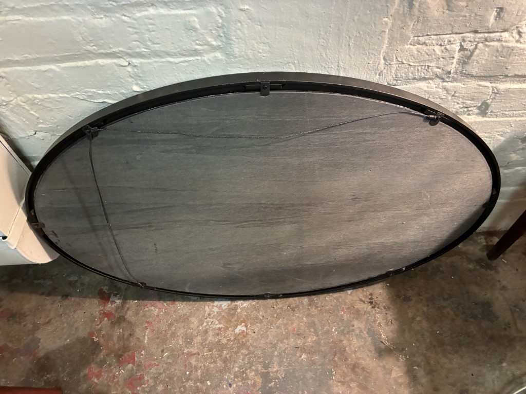 Heavy Metal Framed Beveled Edge Modern Oval Wall Mirror - Image 9