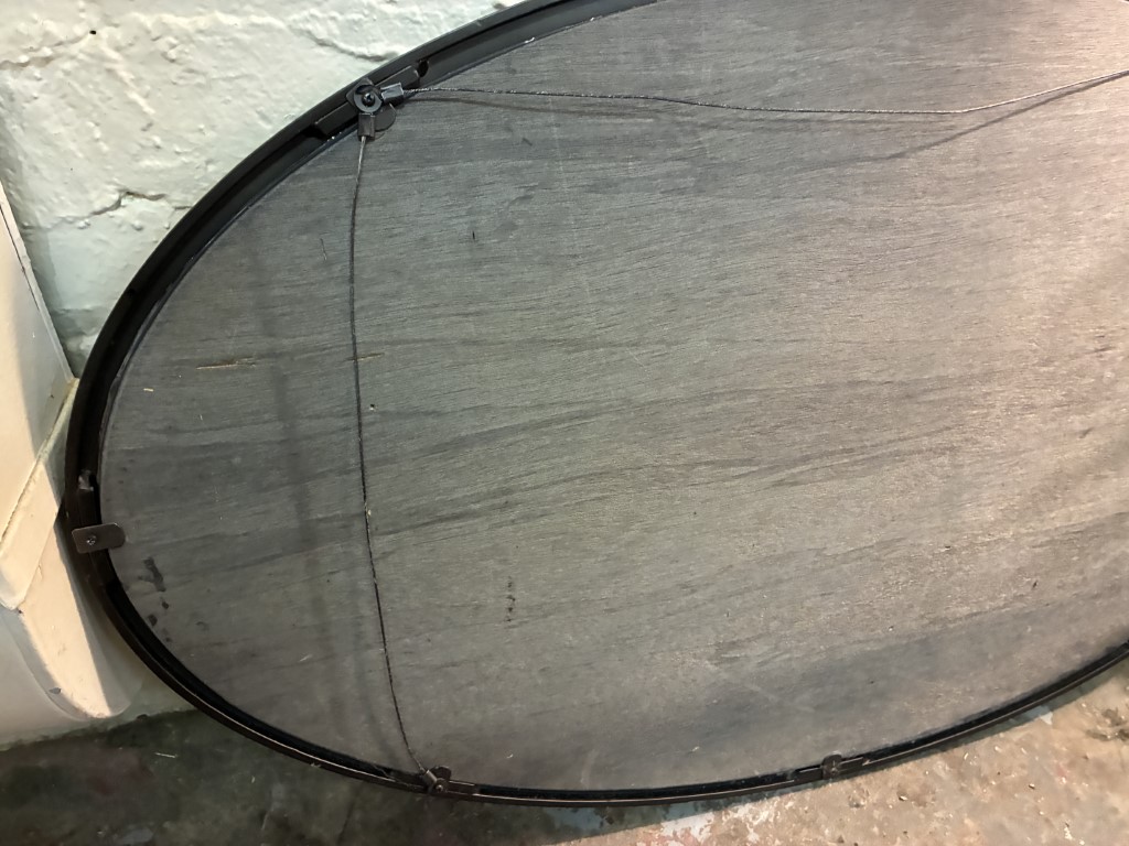 Heavy Metal Framed Beveled Edge Modern Oval Wall Mirror - Image 10