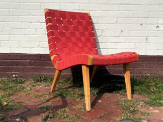 Red Webbed Lounge Chair by Jens Risom for Knoll