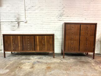 Mid Century Modern Walnut Dresser Set by Basic Witz
