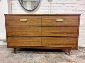 Mid Century Modern Vintage Walnut Double Low Dresser