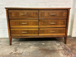 Double Walnut Low Dresser, Mid Century Modern