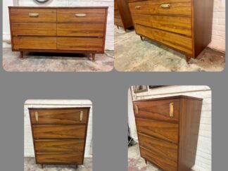 Mid Century Modern Walnut Dresser Set