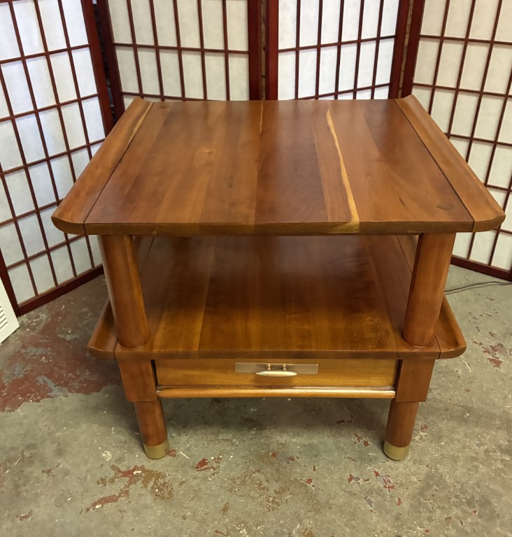Solid Cherry Tiered End Tables w/ Drawer by Willet for Hathaways, NYC - Image 7