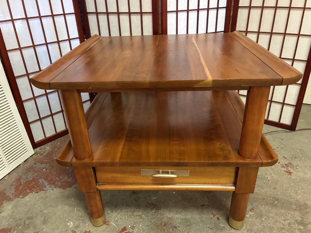 Solid Cherry Tiered End Tables w/ Drawer by Willet for Hathaways, NYC - Image 9