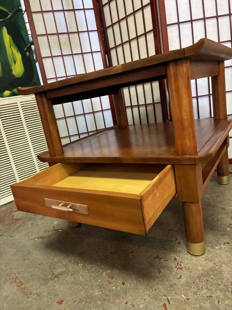 Solid Cherry Tiered End Tables w/ Drawer by Willet for Hathaways, NYC - Image 10