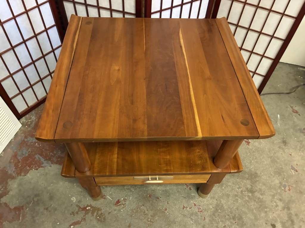 Solid Cherry Tiered End Tables w/ Drawer by Willet for Hathaways, NYC - Image 12