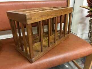 Solid Teak Spindled Magazine Rack by Goodwood