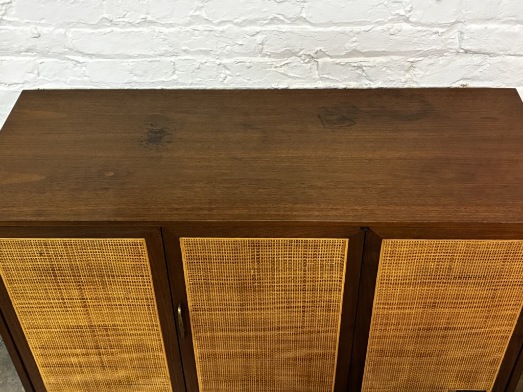 MCM Zenith Walnut & Cane Stereo Console, Turntable & Radio - Image 15