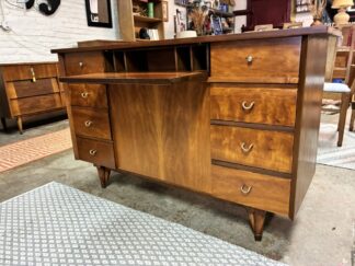 Mid Century Modern Cherry Room Divider, Credenza, and Desk - All-in-one