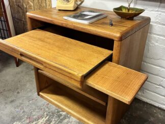 Solid Wood Computer Desk, Sliding Shelves, Pull-out Side Panel, Office Cabinet