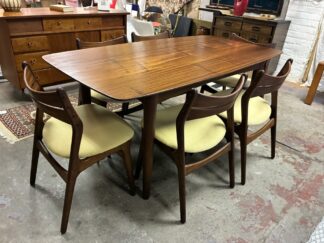 Mid Century Modern African Teak Dining Set, 6 Chairs