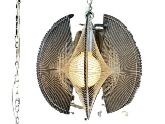 Mid Century Twine & Smoked Lucite Pendant Swag Lamp Attributed to