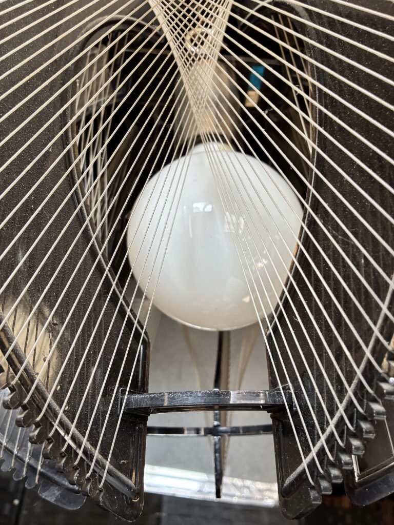 Mid Century Twine & Smoked Lucite Pendant Swag Lamp Attributed to