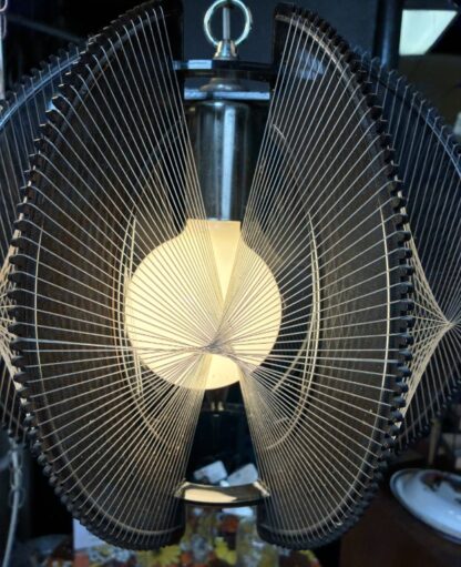 Mid Century Twine & Smoked Lucite Pendant Swag Lamp Attributed to