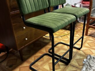 Pair Olive Green Cantilever Stools