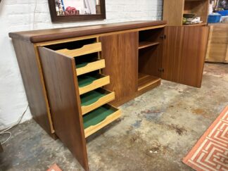 Danish Modern Teak Credenza Record Cabinet by Rasmus
