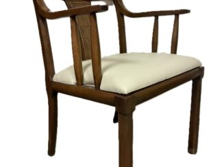 Mid Century Modern Dining Chair, Ivory Vinyl