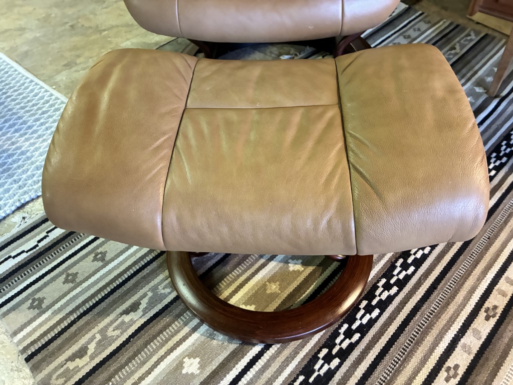 Ekornes "Stressless" Leather Recliner Chair & Ottoman, Rosewood Frame - Image 12