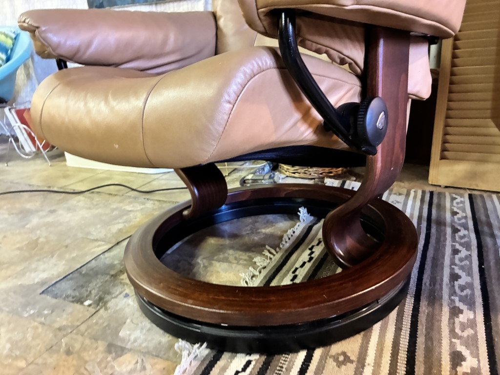 Ekornes "Stressless" Leather Recliner Chair & Ottoman, Rosewood Frame - Image 7
