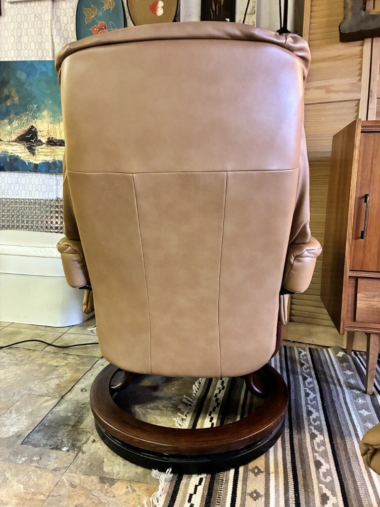 Ekornes "Stressless" Leather Recliner Chair & Ottoman, Rosewood Frame - Image 8