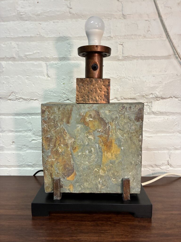 Slate & Hammered Copper Table Lamp - Image 8