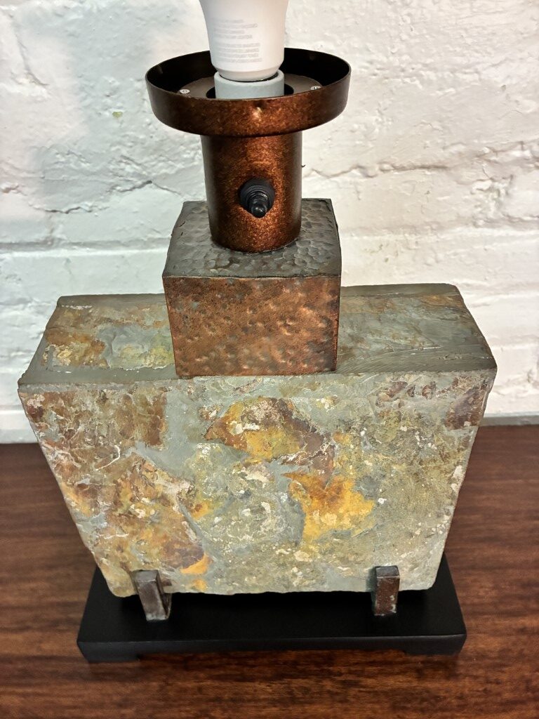 Slate & Hammered Copper Table Lamp - Image 3